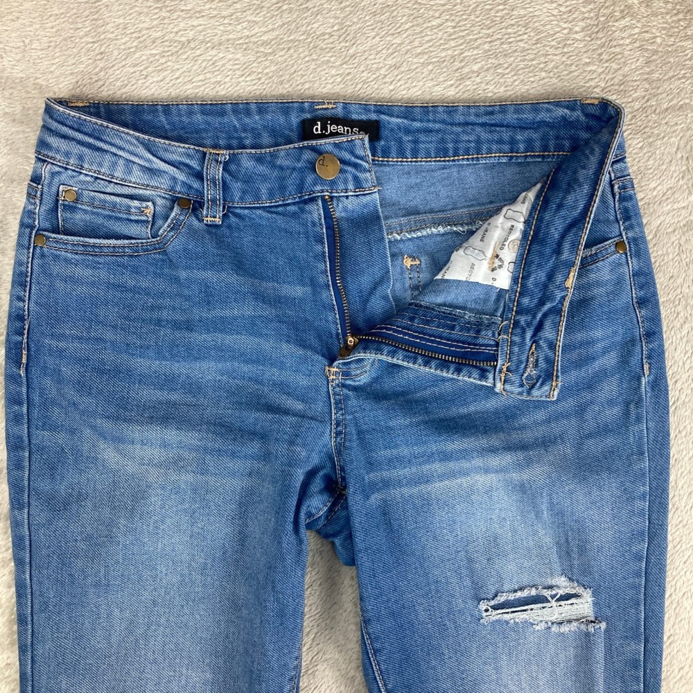 d.jeans Womens Size 6 Medium Wash Distressed Skinny Jeans 30 Waist - Picture 7 of 14